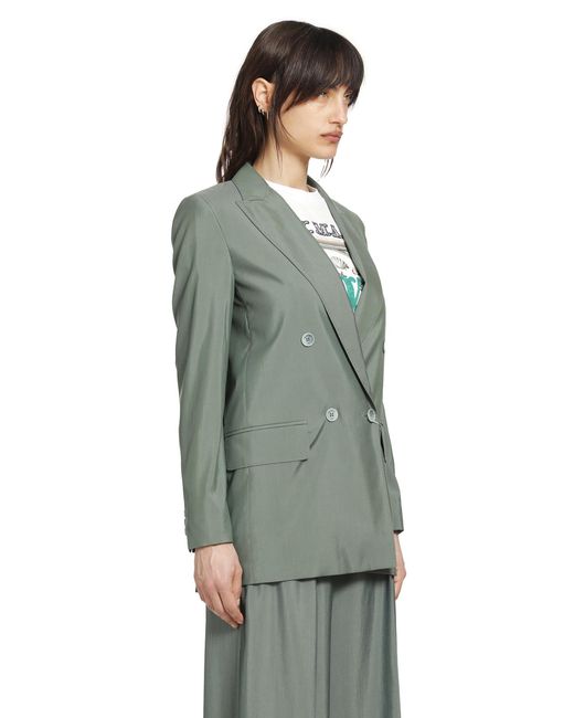 Max Mara Green Double-Breasted Wool And Silk Blazer