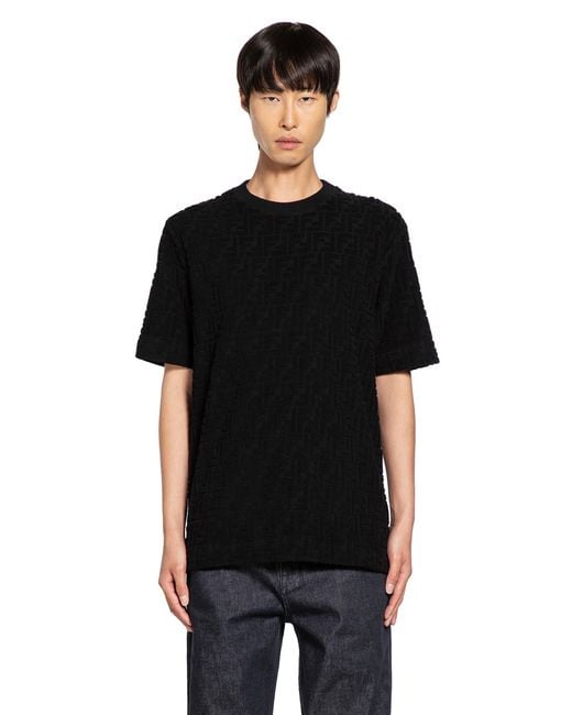 Fendi Black Towelling Ff T-Shirt for men