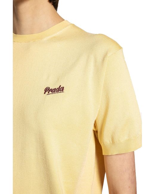 Prada Natural Ribbed Crewneck Knit