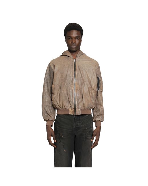 ALEXANDER DIGENOVA Brown Leather Bomber Jacket for men