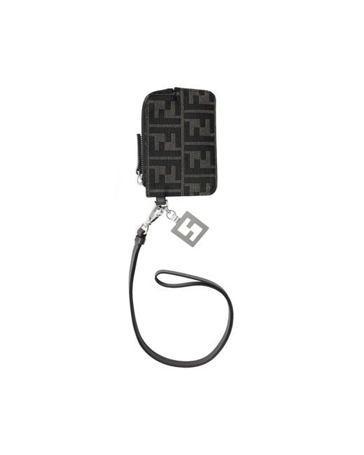 Fendi Black Jacquard Card Holder for men