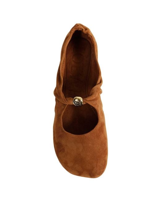 Loewe Brown Suede Ballerinas