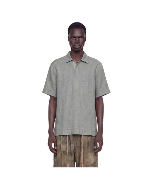 Ziggy Chen Gray Spread Collar T-Shirt for men