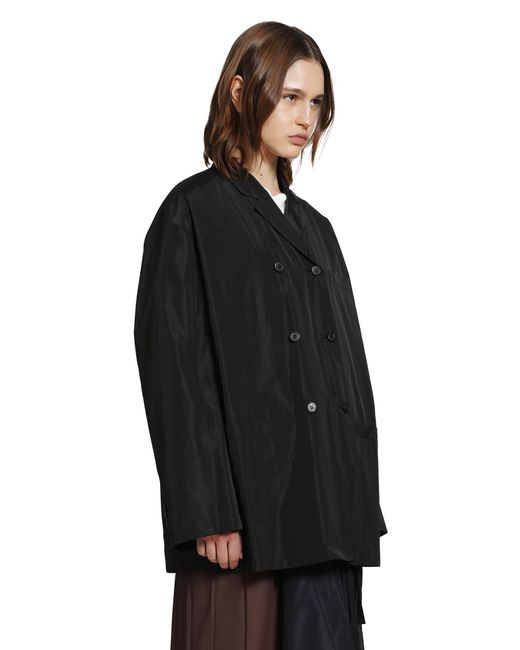 Prada Black Double-Breasted Technical Taffeta Jacket