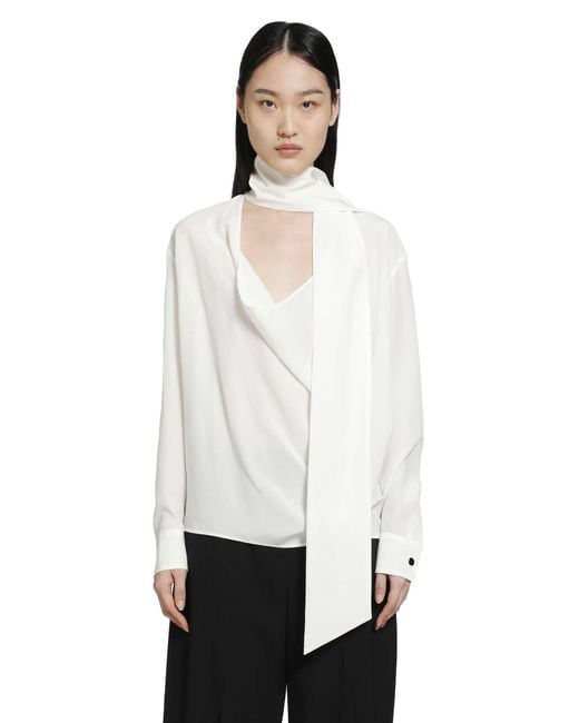 RETORI White Crepe De Chine Scarf Detail Blouse