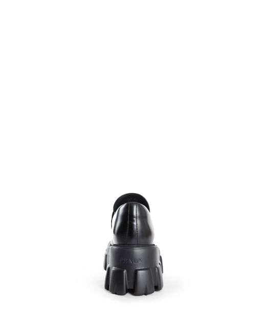 Prada Black Brushed Leather Monolith Loafers
