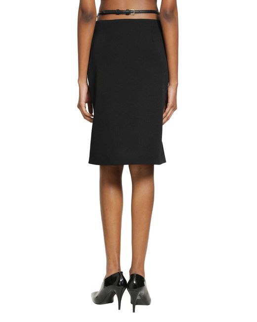 Gucci Black Wool Drill Knee Lenght Skirt