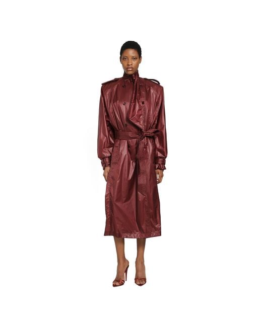 Saint Laurent Red Lavallière Trench Coat