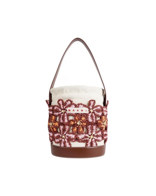 Marni Red Flower Bucket Bag