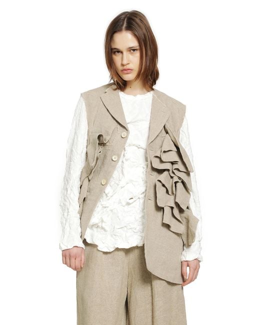 Comme des Garçons Natural Ruffled Linen Vest