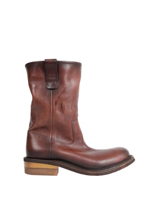 Miu Miu Brown Foule Leather Boots