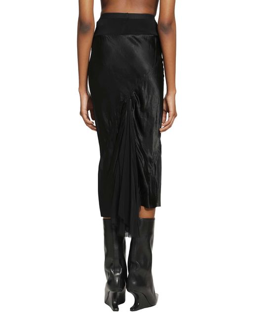 Rick Owens Black Temple A-Line Bias Skirt