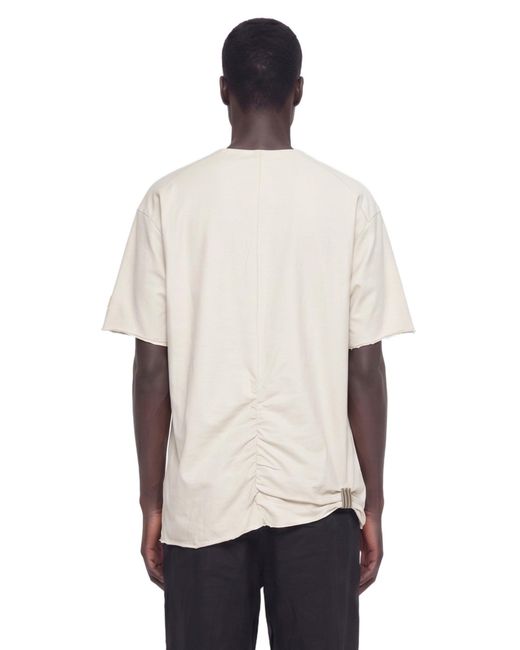 Ziggy Chen Natural Henley Neck Gathered T-Shirt for men