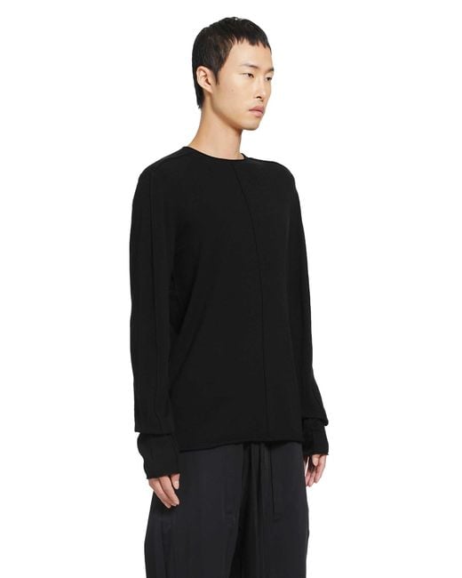 Thom Krom Black Knit Cashmere-Blend Crewneck Sweater for men