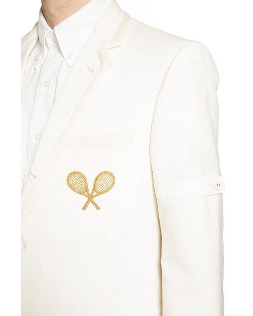 Thom Browne White Wide Shoulder Blazer for men