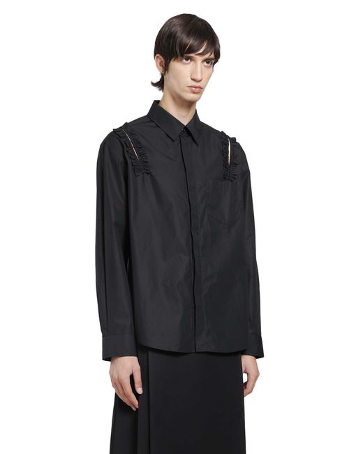 Simone Rocha Black Ruffle Slash Shirt for men