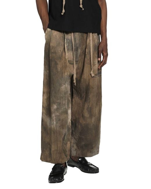 Ziggy Chen Green Digital Print Drawstring Trousers for men