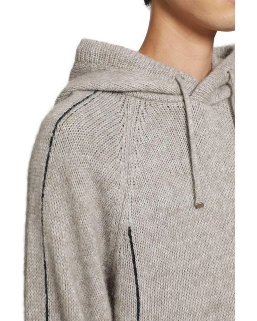 Giorgio Armani Gray Alpaca Wool Knit Hoodie for men