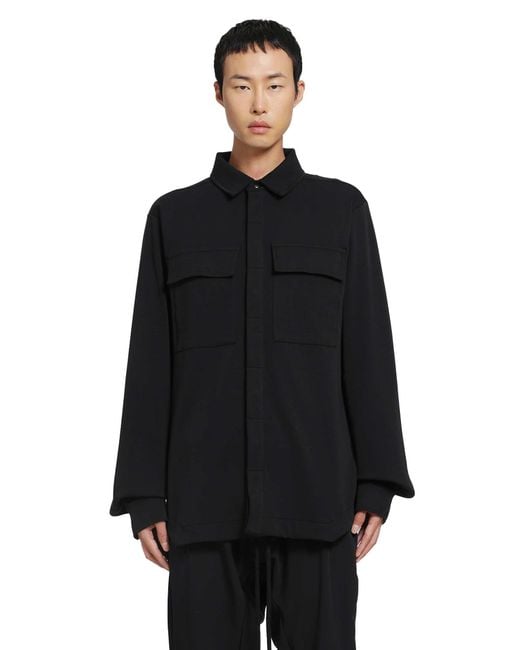 Thom Krom Black Stretch Cotton Overshirt for men