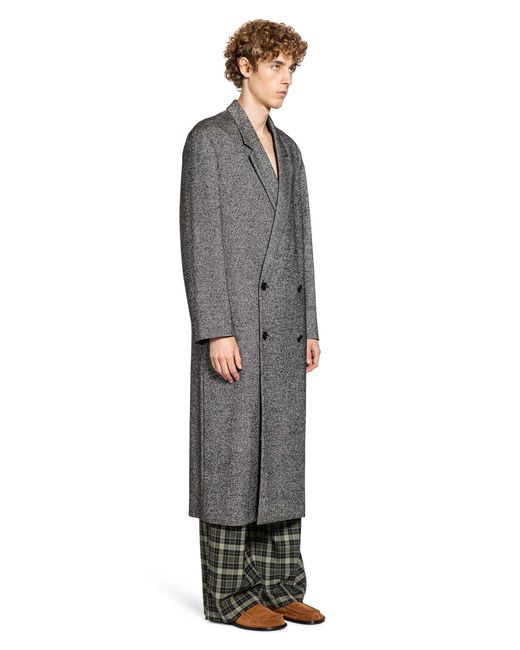 Loewe Wool Blend Double Breasted Coat in Grey for Men | Lyst UK