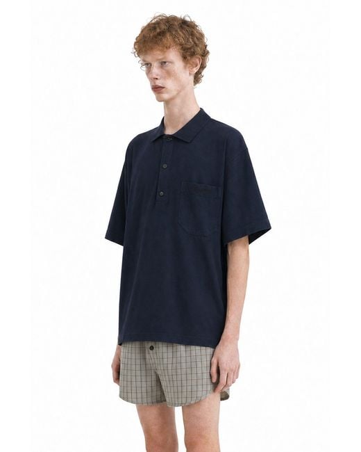 Hed Mayner Blue Embroidered Polo for men