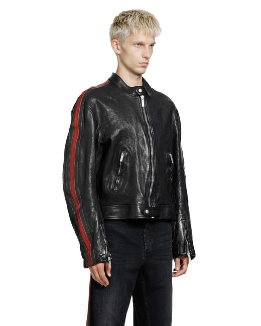 Gucci Black Buffalo Leather Biker Jacket for men