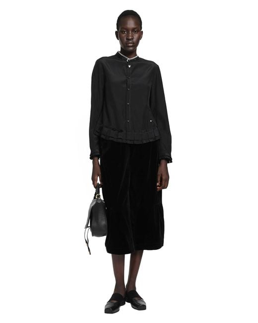 Renli Su Black Cropped Velvet Trousers