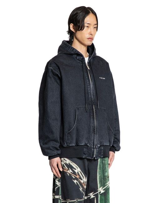 44 Label Group Blue Padded Zip-Up Denim Jacket for men