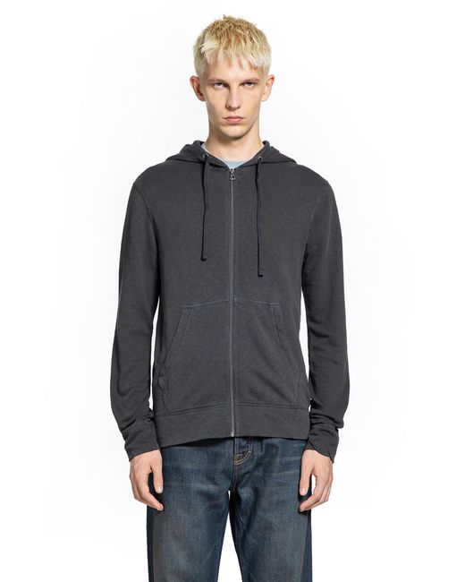 James Perse Gray Vintage French Terry Zip Up Hoodie for men