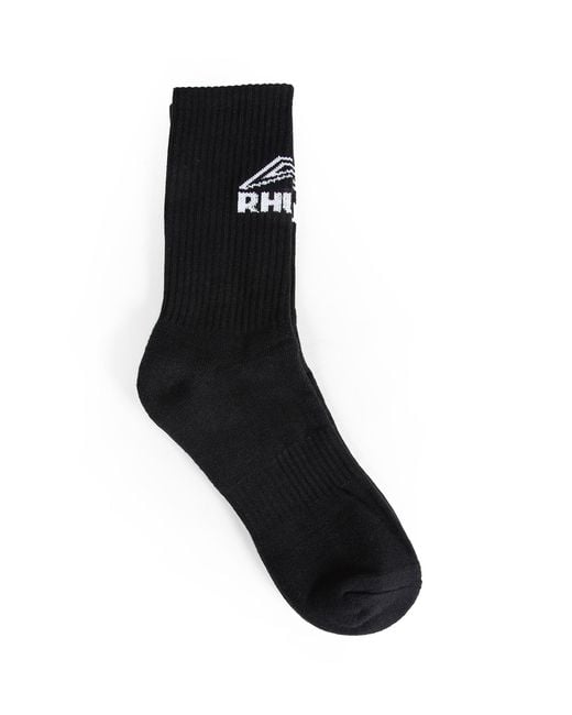 Rhude Black Campione Logo Socks for men