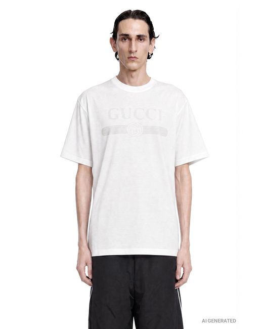 Gucci White Interlocking G Web T-Shirt for men