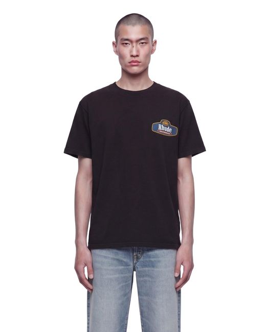 Rhude Black Racing Crest Tee for men