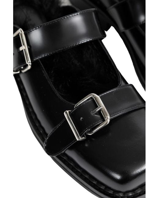 Simone Rocha Black Buckled Mary Jane Mules