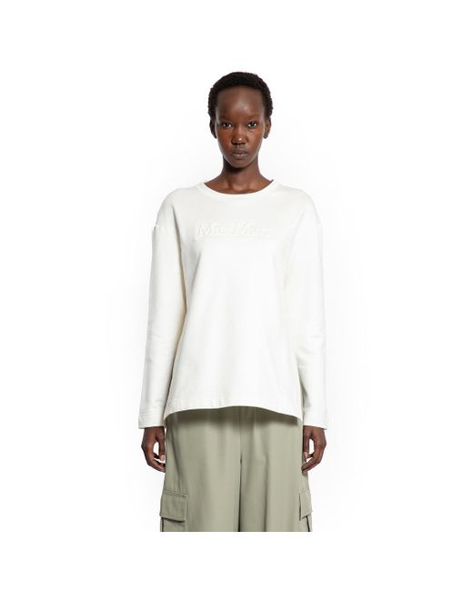 Max Mara White Silk And Cotton Logo Sweatshirt