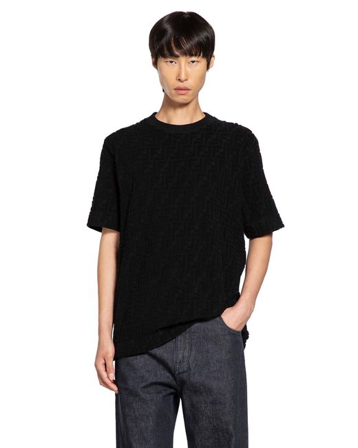 Fendi Black Towelling Ff T-Shirt for men