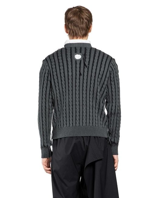Craig Green Black V-Neck Cable Jumper for men