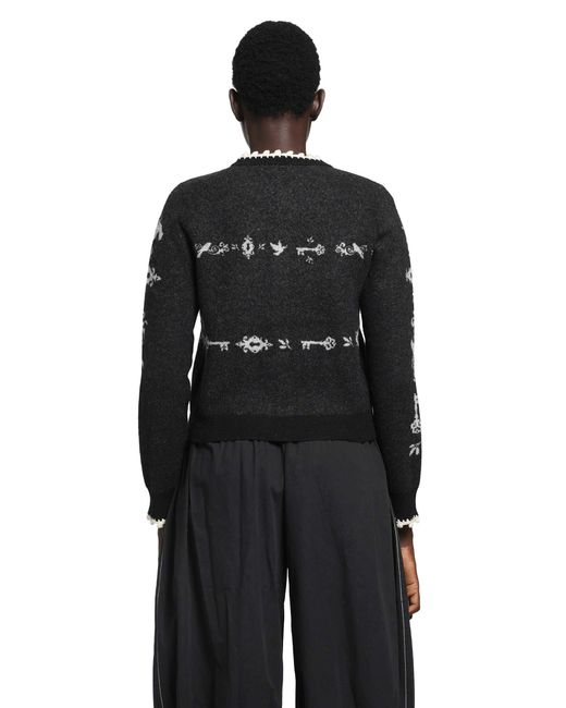 Renli Su Black Romantic Angel Wool Cardigan