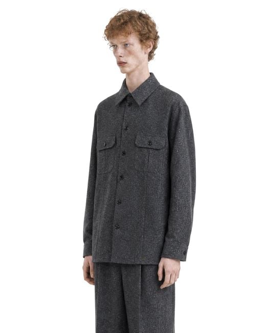 Valentino Gray Boutonné Wool Overshirt for men