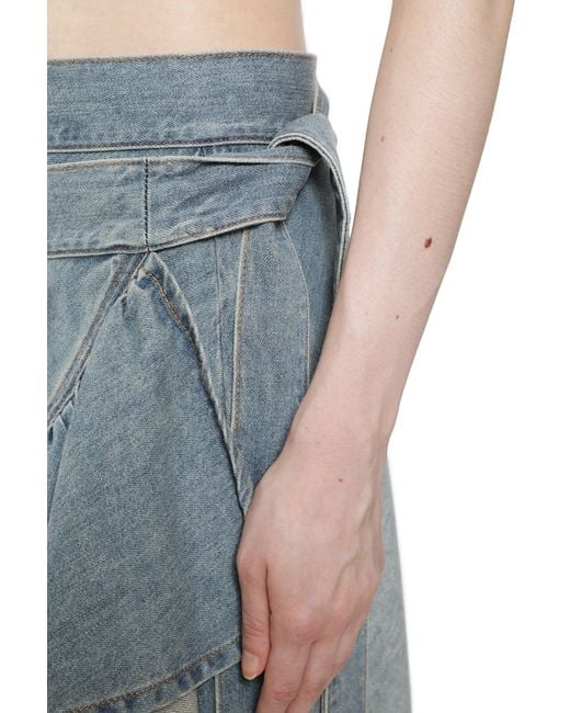 Alaïa Blue Denim Ruffle Skirt