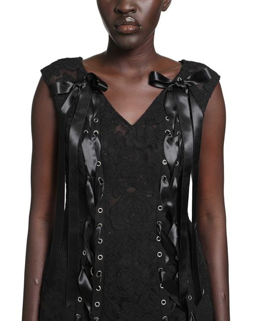 Simone Rocha Black Unraveling Ribbon Portrait Top