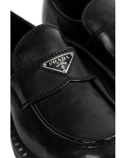 Prada Black Leather Loafers for men