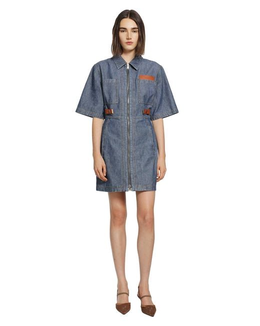 Fendi Blue Chambray Denim Shirt Dress
