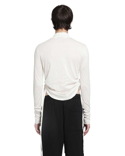 Ann Demeulemeester White Lenart Wrinkled Mock Neck Top for men
