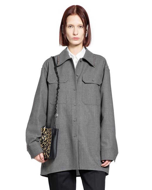 Jil Sander Gray Wool Canvas Shirt