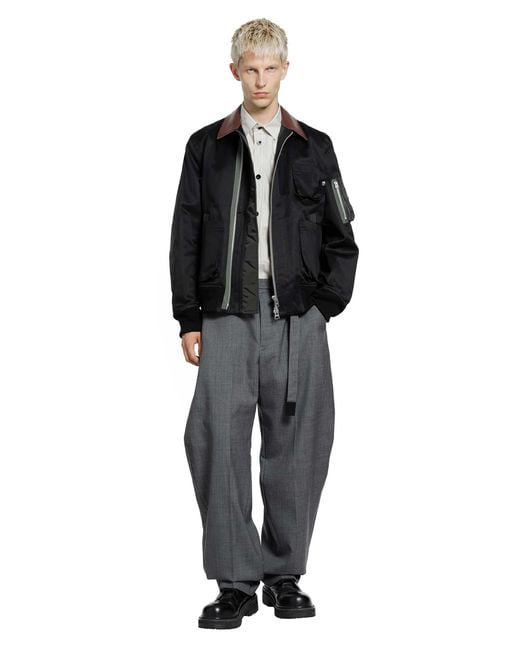 Sacai Gray Cotton Typewriter Shirt for men