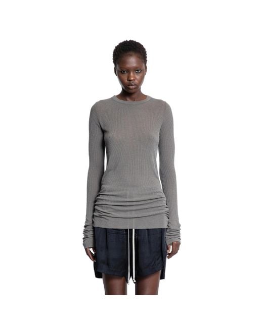 Rick Owens Gray Maglia A Maniche Lunghe Rib Di Hollywood