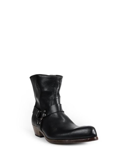 Premiata Black Leather Ankle Boots for men