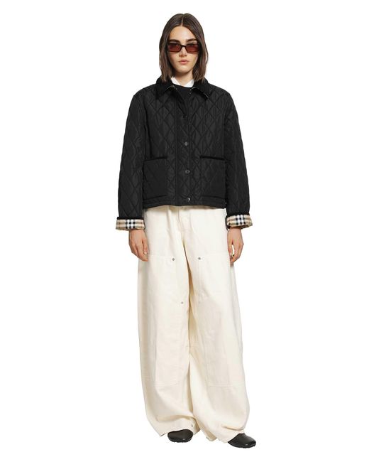 Burberry Black Cropped Quilted Nylon Jacket