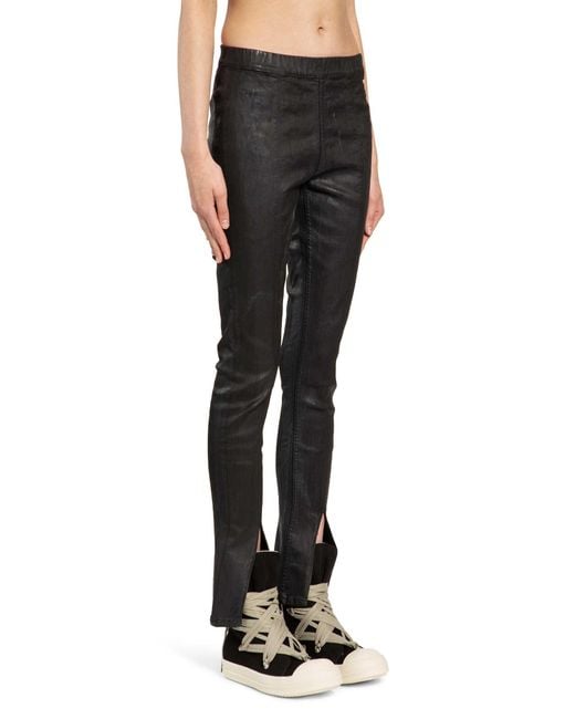 Rick Owens Black Temple Slit Front Leggings