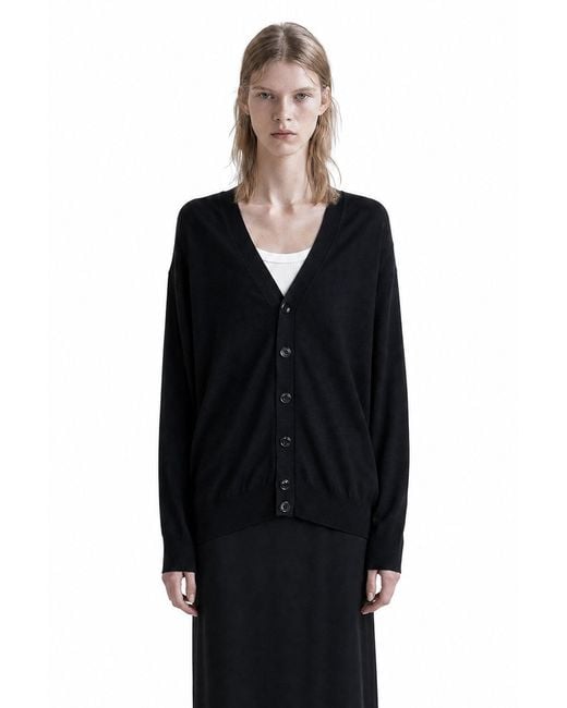 Lemaire Black Relaxed Twisted Cardigan